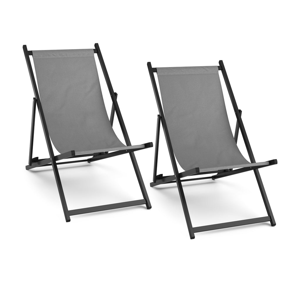 Set di 2 lettini prendisole AAREN, grigio scuro/nero