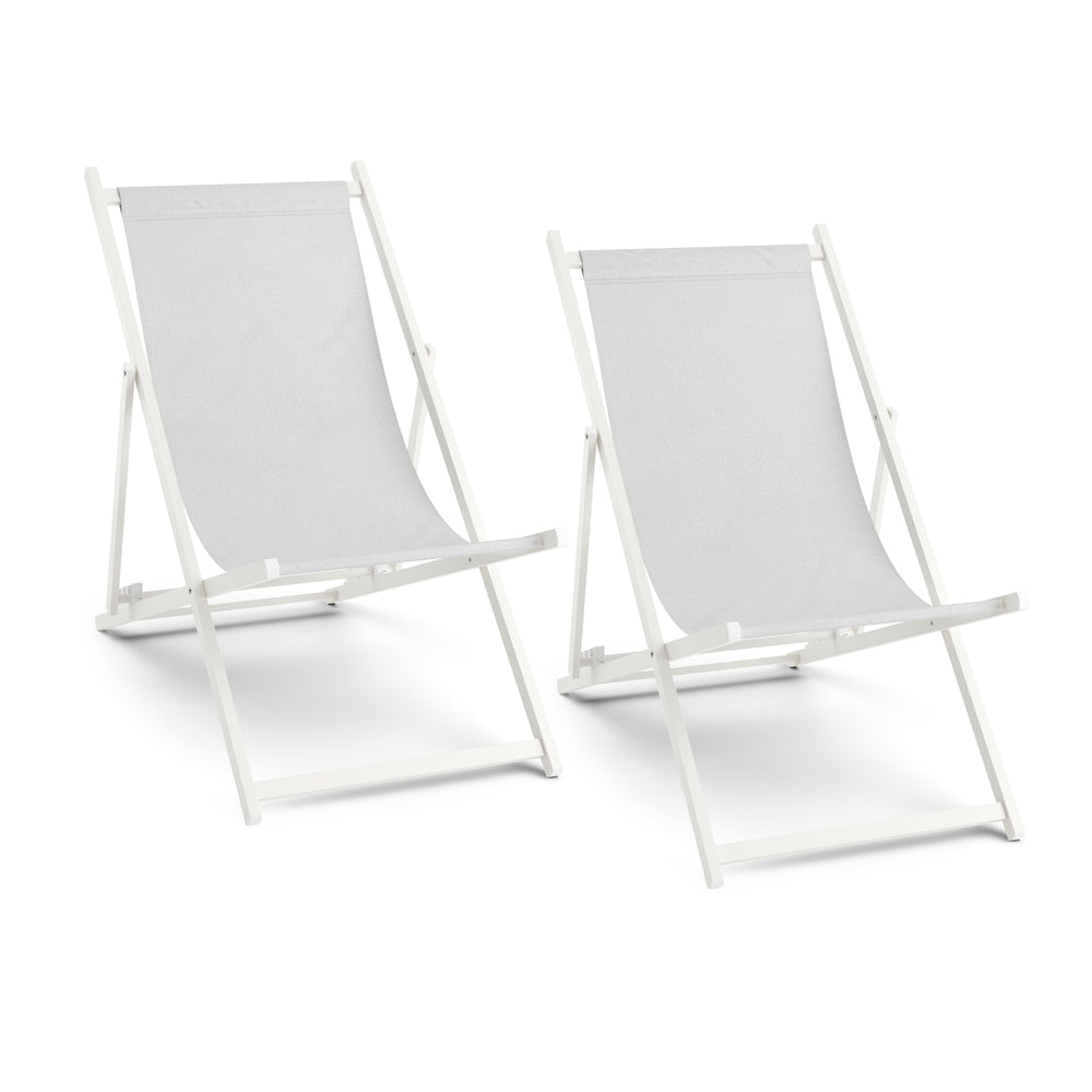 Sedia a sdraio AAREN, set da 2, grigio chiaro/bianco