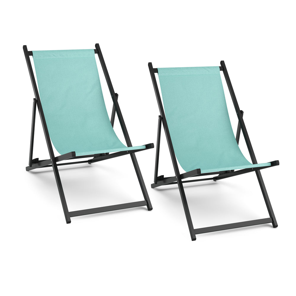 Set di 2 lettini prendisole AAREN, turchese/nero