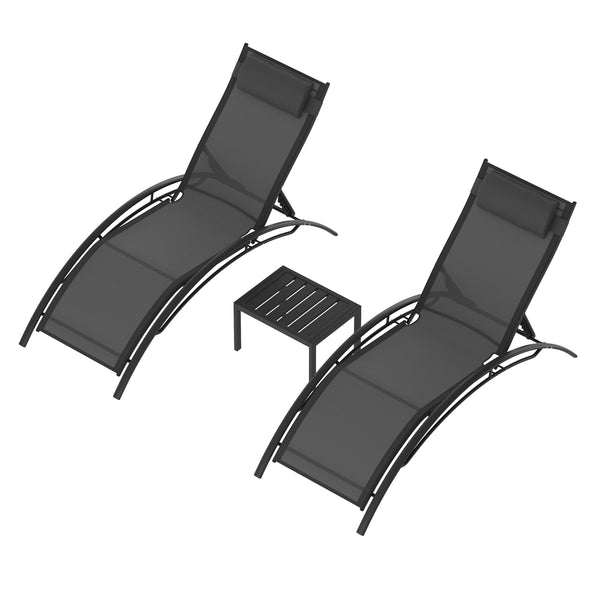 Liegestuhl BEXLEY 2er Set mit Tisch anthrazit
