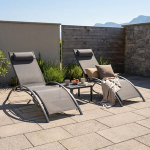 Liegestuhl BEXLEY 2er Set mit Tisch anthrazit