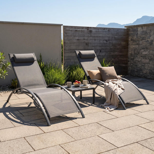 Liegestuhl BEXLEY 2er Set mit Tisch anthrazit