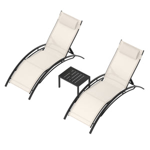 Liegestuhl BEXLEY 2er Set mit Tisch beige