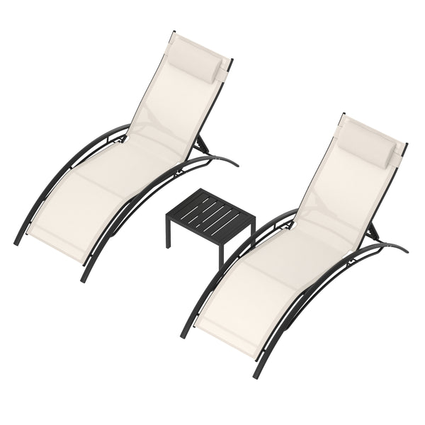 Liegestuhl BEXLEY 2er Set mit Tisch beige