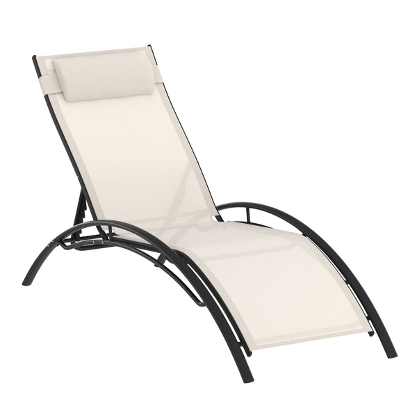 Liegestuhl BEXLEY 2er Set mit Tisch beige
