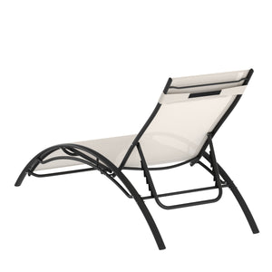 Liegestuhl BEXLEY 2er Set mit Tisch beige