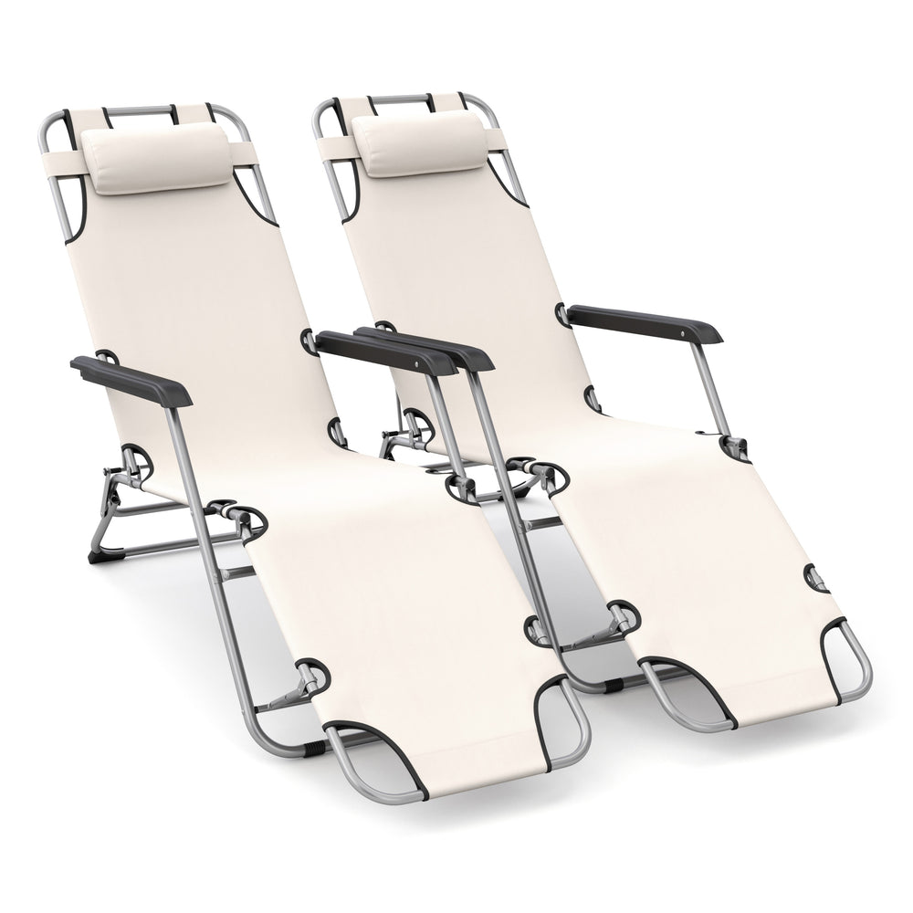 Liegestuhl Campingstuhl beige 2er Set