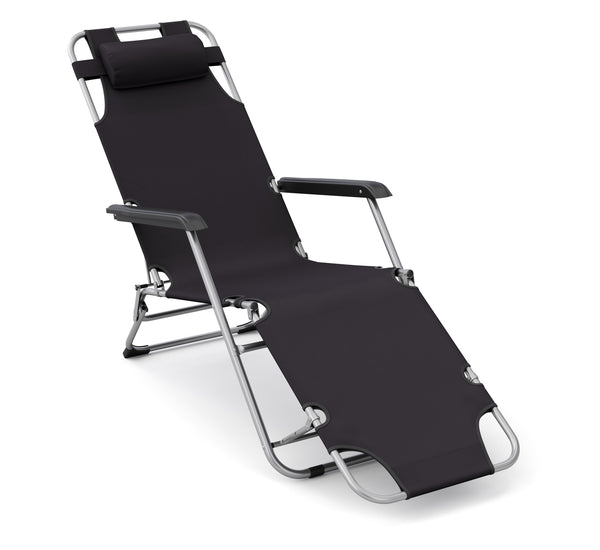 Black camping deck chair, set of 2