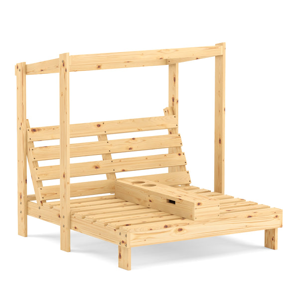 Liegestuhl Holz Kinder für 2 Personen weiss/blau