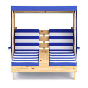 Liegestuhl Holz Kinder für 2 Personen weiss/blau