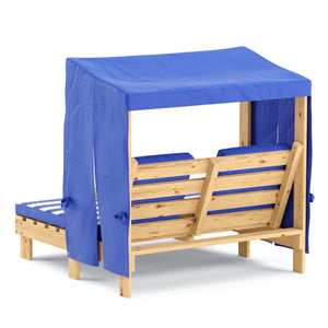 Liegestuhl Holz Kinder für 2 Personen weiss/blau