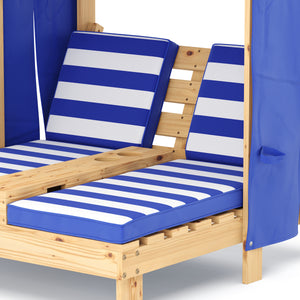 Liegestuhl Holz Kinder für 2 Personen weiss/blau