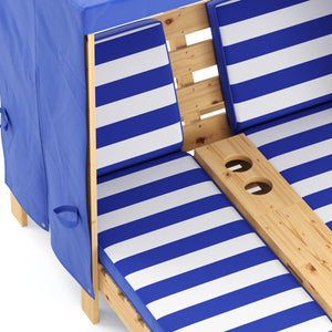 Liegestuhl Holz Kinder für 2 Personen weiss/blau