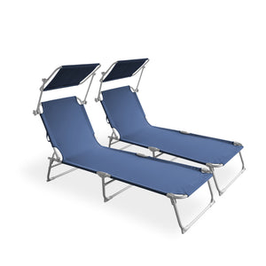 Liegestuhl Sonnenliege blau 2er Set
