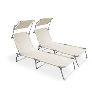 Liegestuhl Sonnenliege beige 2er Set