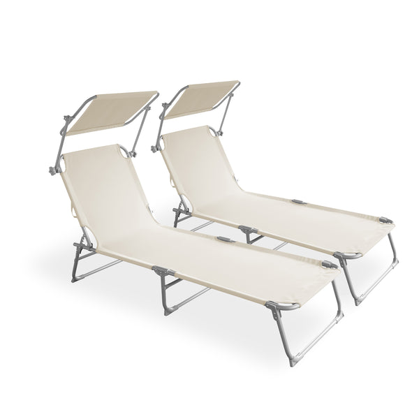 Liegestuhl Sonnenliege beige 2er Set