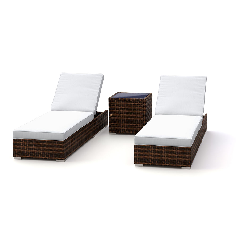 Rattan garden lounger set, brown