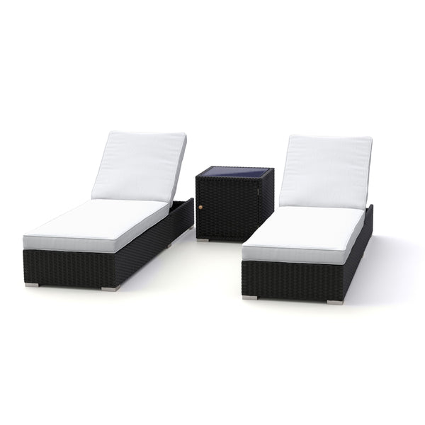 Rattan Gartenliegen Set schwarz
