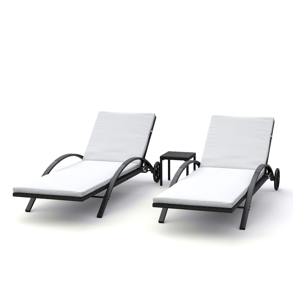 Chaise longue de jardin KIM (lot de deux) + table