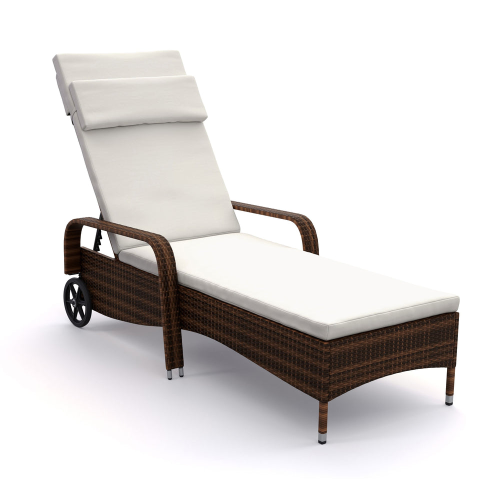 Rattan garden lounger MAYA brown