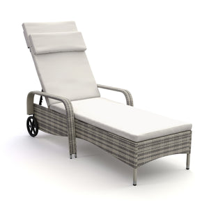Rattan Gartenliege MAYA grau