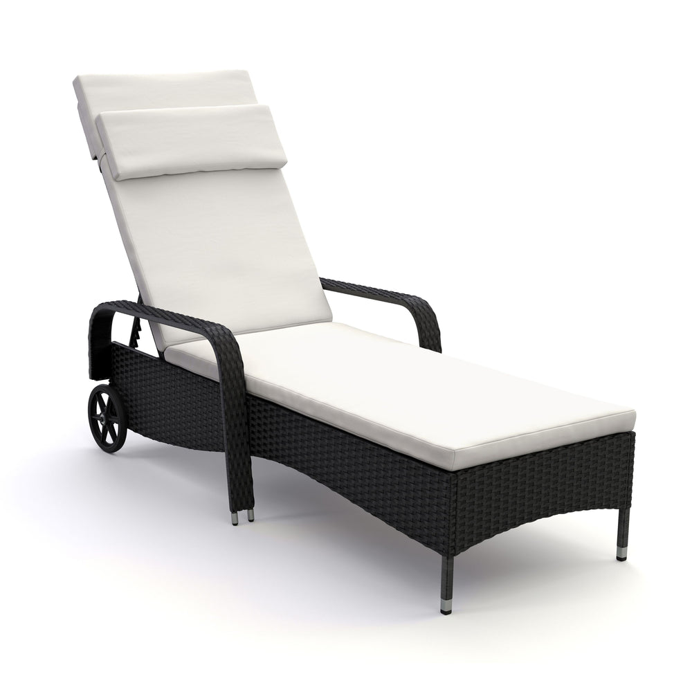 Rattan garden lounger MAYA black