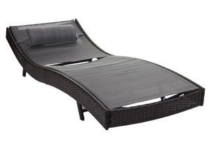 Liegestuhl Rattan Savannah ~ braun-meliert Bezug grau