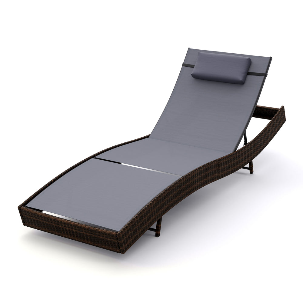 Rattan garden lounger WAVE brown