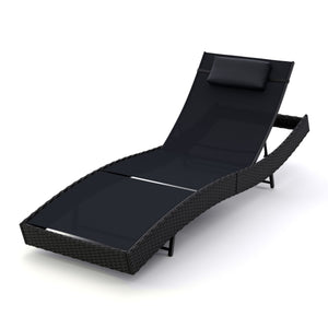 Rattan Gartenliege WAVE schwarz