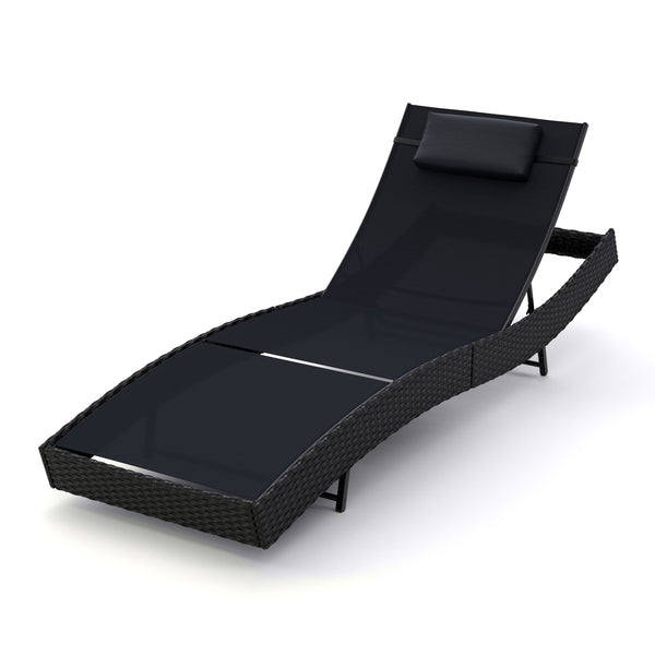 Rattan Gartenliege WAVE schwarz