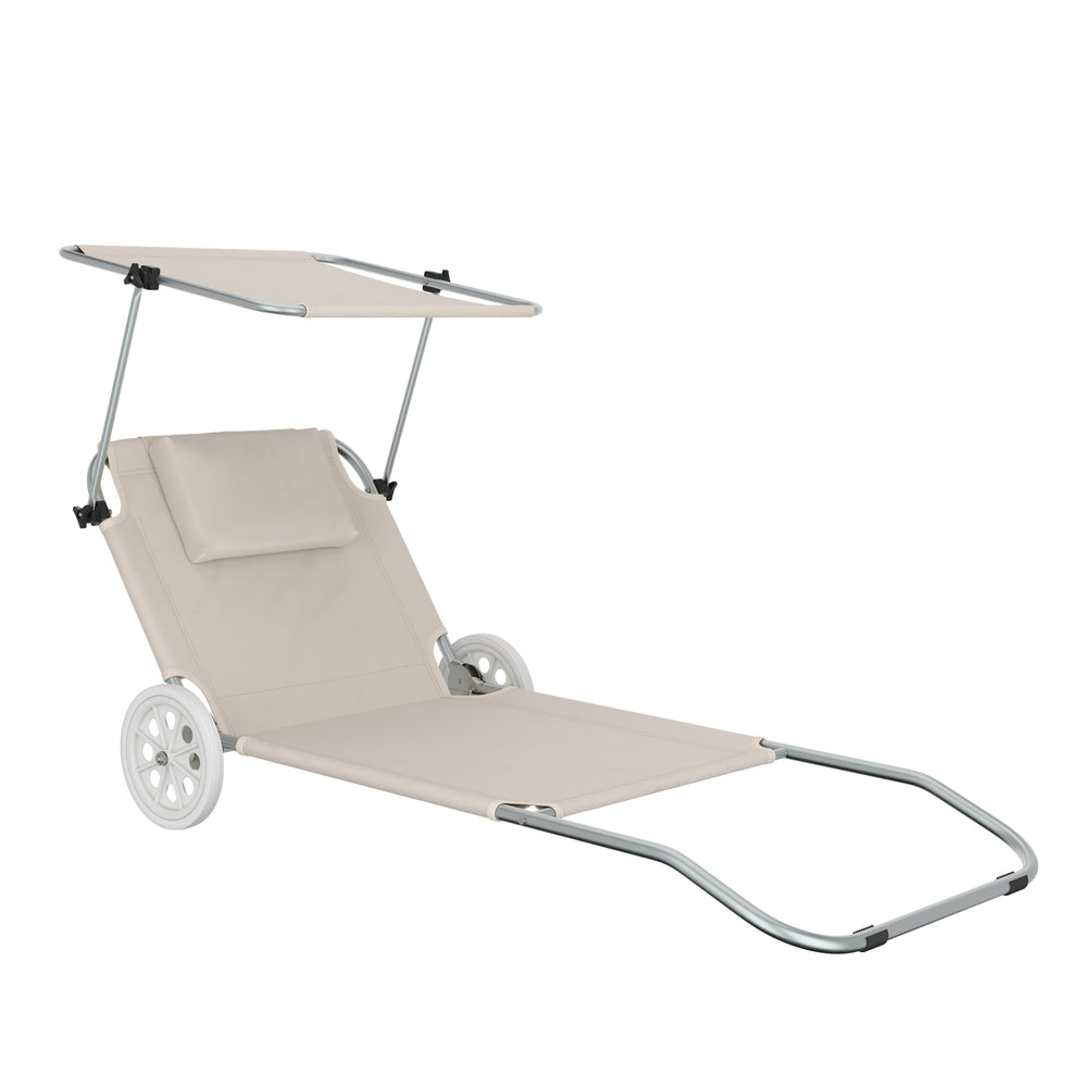 Liegestuhl SALINE mit Rollen beige