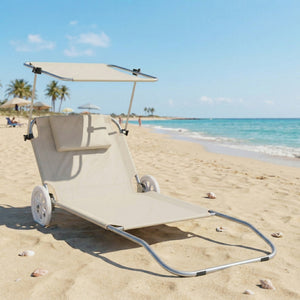Liegestuhl SALINE mit Rollen beige