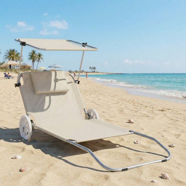 Liegestuhl SALINE mit Rollen beige