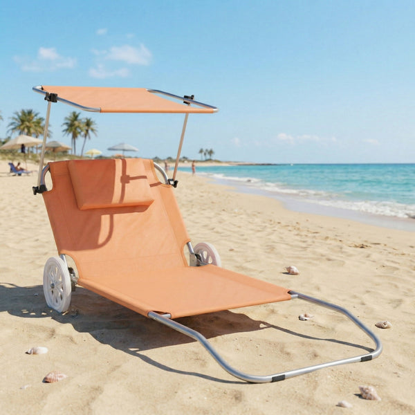 Liegestuhl SALINE mit Rollen orange