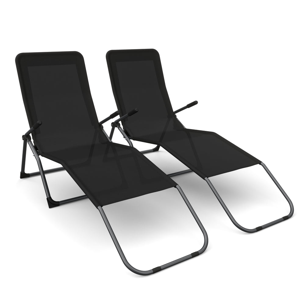 Chaise longue de plage - Lot de 2 (noire)