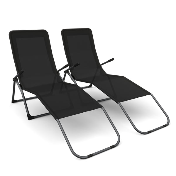 Liegestuhl Beach Chair - Doppelpack (schwarz)