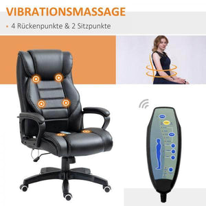 Massagebürostuhl Gamingstuhl 6 Vibrationspunkte schwarz