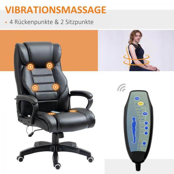 Massagebürostuhl Gamingstuhl 6 Vibrationspunkte schwarz