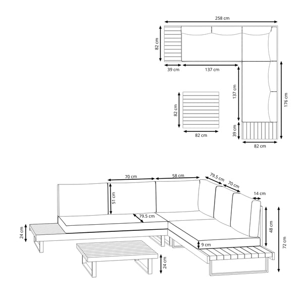 Lounge Holz ALCAZAR natur/anthrazit