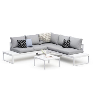 Lounge CAMILA hellgrau/weiss