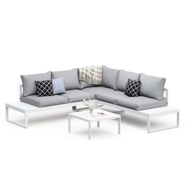 Lounge CAMILA hellgrau/weiss