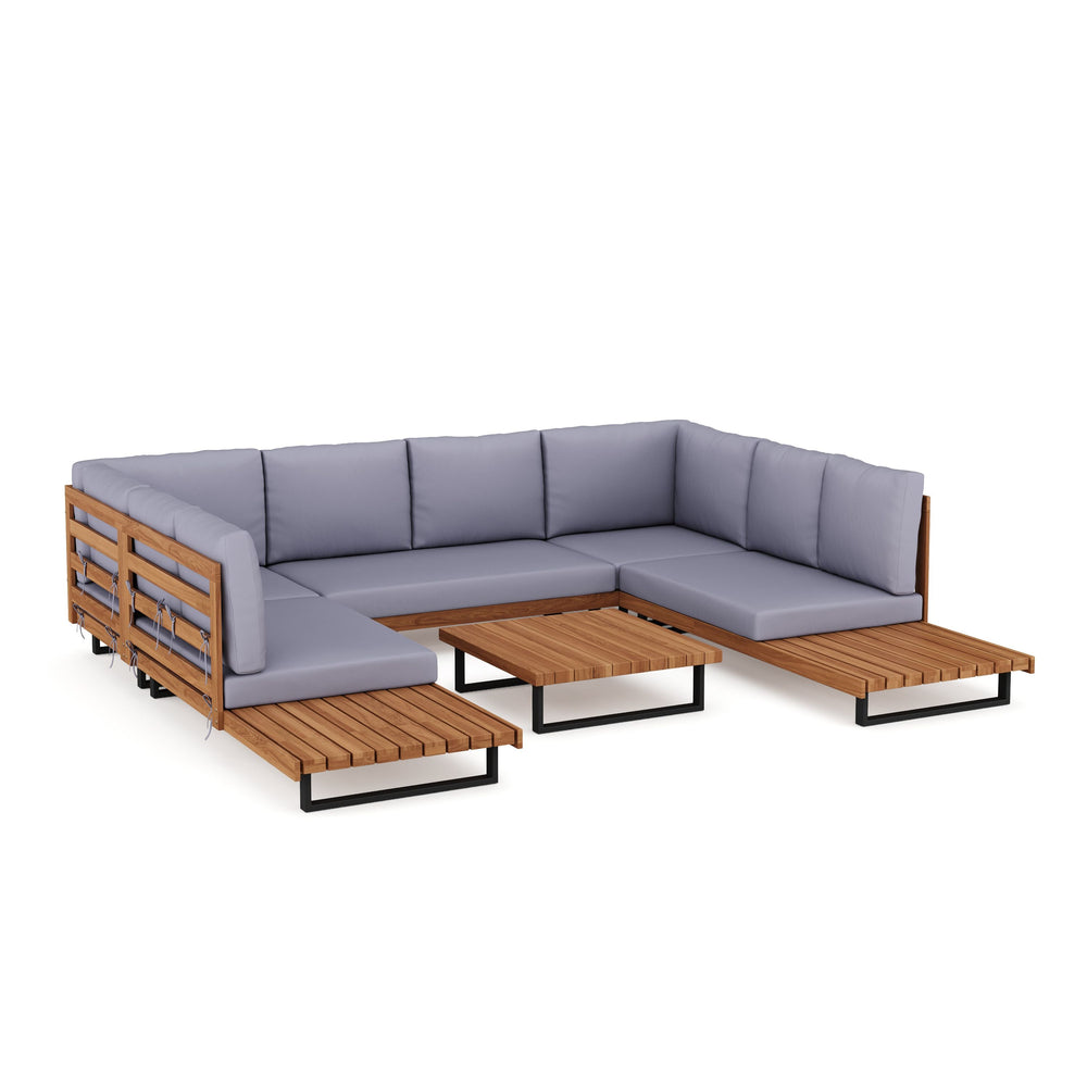 Divano in legno KENDRA naturale/grigio