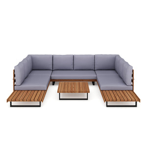 Lounge Holz KENDRA natur/grau