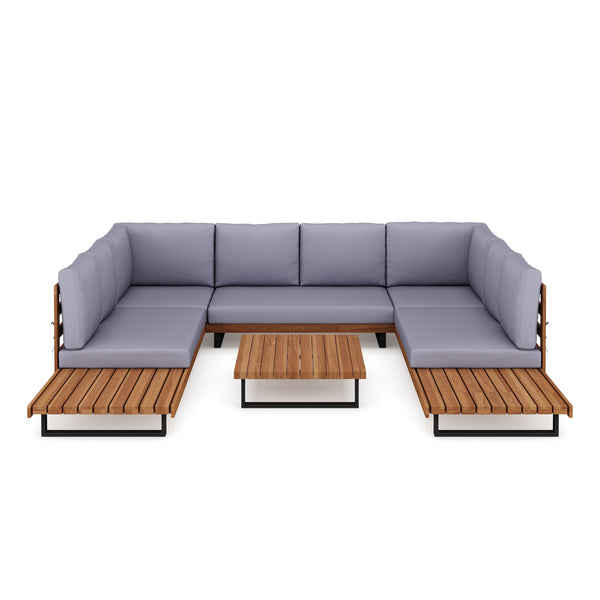 Lounge Holz KENDRA natur/grau