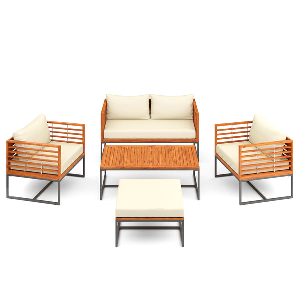 Lounge Holz MAVIS schwarz/natur/creme