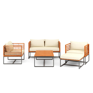 Lounge Holz MAVIS schwarz/natur/creme