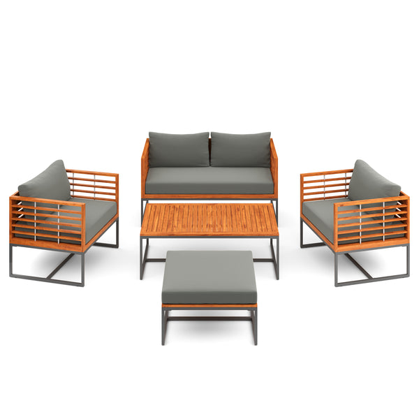 Lounge Holz MAVIS schwarz/natur/anthrazit