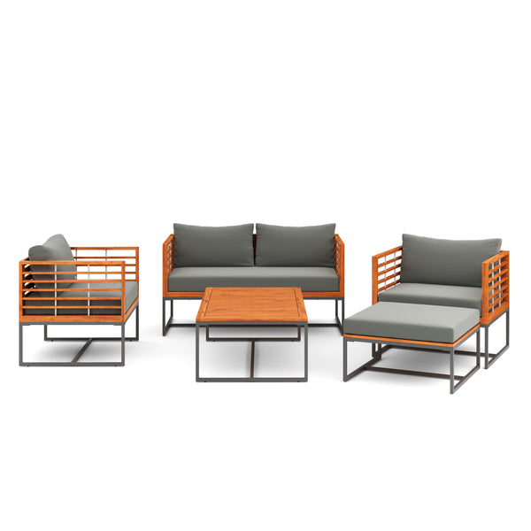 Lounge Holz MAVIS schwarz/natur/anthrazit