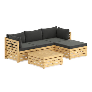Lounge Holz RAFALE 5-teilig anthrazit/natur