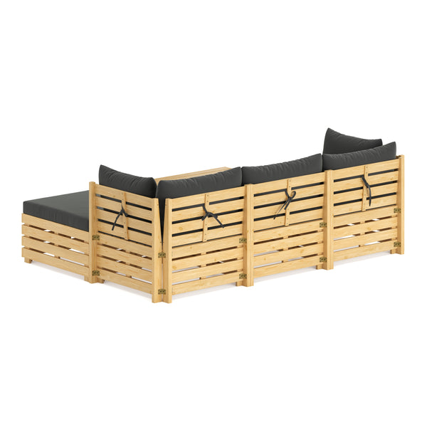 Lounge Holz RAFALE 5-teilig anthrazit/natur